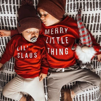 FOCUSNORM 0-3Y תינוק בייבי בנים סווטשירט חולצות שרוול ארוך מכתבים הדפסה סוודר בגדי חג המולד להאריך ימים יותר
