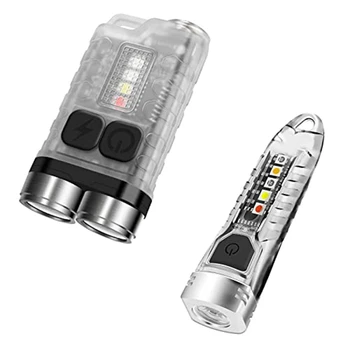 HLZS-V3 מיני מחזיק מפתחות פנסים,900LM USB-C נטענת אור פלאש LED עם הזנב מגנט,V1 IPX6 פנס כיס