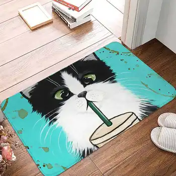HX בעלי חיים חתולים מקורה מחצלות הדלת חתול מצחיק ליפול דלעת מודפס שטיחים פלנל שטיחים קישוט הבית Dropshipping