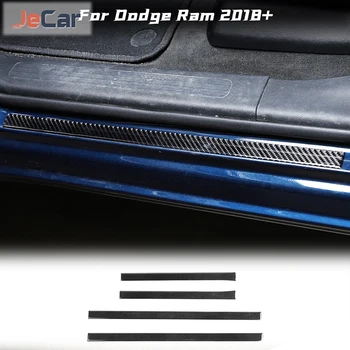 JeCar רך סיבי פחמן דלת המכונית מחוץ אדן הסף רצועת קישוט מכסה על דודג ' ראם 2018 המכונית הפנים אביזרים
