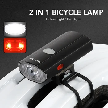 Lixada 2 ב 1 קסדת האופניים USB אור פנס קסדת רכיבה על אופניים עמיד למים אופניים קדמי וגם אחורי הכידון הקדמי אור