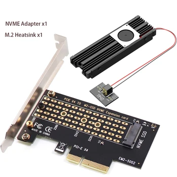 M. 2 PCIE 4.0 כרטיס מתאם Pci-e M2 ממיר NVMe SSD מתאם M2 M מפתח PCI Express 3.0 X4 2230-2280 עם צלעות קירור אלומיניום