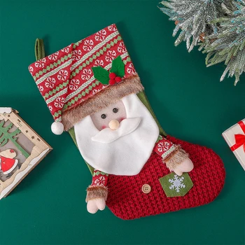 MissDeer חג המולד שרוך מתנה גרביים אייל בד גרב חג המולד קישוט איש השלג סנטה קלאוס אייל דוב להדפיס שקיות ממתקים