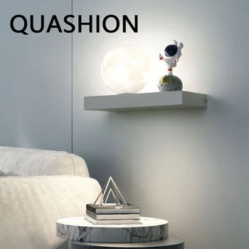 QUASHION אסטרונאוט ילדים קיר חדר השינה מנורות LED ירח כדור אהיל תאורה מודרני עיצוב הבית ילד בחדר מנורות קיר אורות