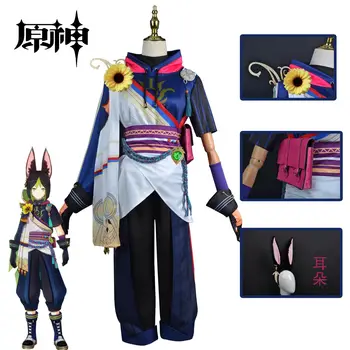 Tighnari Cosplay המשחק Genshin השפעה Kostüm ליל כל הקדושים Karneval תלבושות Cosplay תלבושות אוזניים, זנב הפאה בשביל קומיק קון