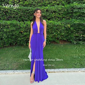Verngo אלגנטי סגול סאטן למתוח זמן שמלות ערב ערבית הגברת רשמי שמלת מסיבת בת ים אירוע מיוחד שמלות לנשף