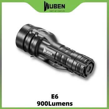 WUBEN E6 קומפקטי EDC פנס נטענת 900Lumens כולל סוללה