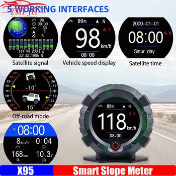X95 האד חכם אופקי מדרון מד GPS רכב תצוגה עילית עם מהירות יתר אזעקה מד מהירות קמ 
