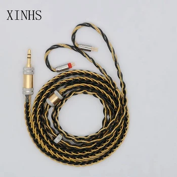 XINHS 8 core זוהר פנינה קריסטל יחיד נחושת ציפוי זהב+חמישה אלמנטים OCC MMCX/0.78 2PIN/IE900 אוזניות שדרוג קו