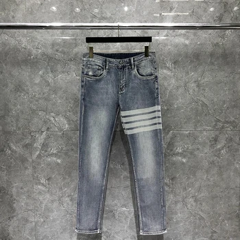 אופנה ג 'ינס 2023 אופנה יחיד בעלות שרשראות מכנסיים ארבע עונות גבוהה המותניים עיפרון ג 'ינס ג' ינס מותג יוקרה שחפת המכנסיים