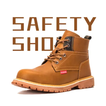אנטי להחליק נעלי עבודה השפעה אנטי ניקוב בטיחות מגפי קרסול גבוה לחתוך בחורף עור קל משקל מגן נעליים עמיד למים