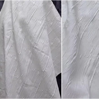 אקארד מודפס בד לבן קליפת מקומט מרקם מעצב Quilting בד בד הלבשה תפירה בד פוליאסטר טהור חומר