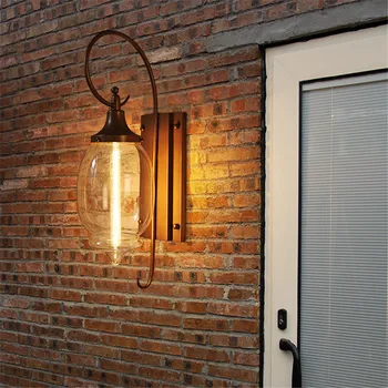 בסגנון אמריקאי, יצירתי חליל Led מנורת קיר,רטרו אדיסון אורות קיר החצר מנורה עמיד למים זכוכית גדולה מסדרון מרפסת המנורה