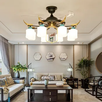 בסגנון סיני אוהד המנורה בסלון מאוורר תקרה בחדר האוכל מאוורר חשמלי מאוורר תקרה בלתי נראית מאוורר בסגנון מנורת תקרה