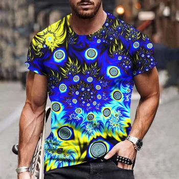 בקיץ חולצת הטריקו של הגברים אופנת רחוב 2023 3d הדפסה צבעונית חולצה לגברים רטרו Caual האופנה שרוול קצר למעלה טי היפ פופ Tshirts