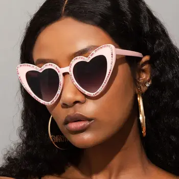 האופנה רטרו בצורת לב-יהלום UV400 משקפי שמש נשים חיצונית, רכיבה על אופניים Eyewear במגמת החוף גוונים מסיבת משקפי שמש
