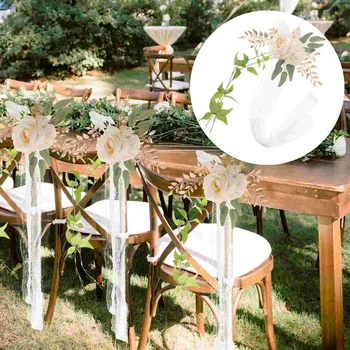 החתונה הכיסא לאחור פרחים אביזר סימנים אבזרים תחרה פרחוני עיצוב פיו מזויף