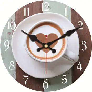 וינטאג', רטרו עלוב שעונים שקט קפה עיצוב תערובת מיוחדת של קפה עיצוב מטבח קיר שעונים מופעל על סוללה קישוט הקיר
