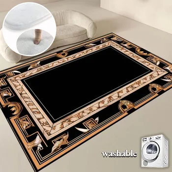 זהב שחור שטיחים עבור הסלון יוקרה קישוט שטח גדול בחדר שטיחים 160x230cm רחיץ מחצלות על הספה שולחנות קפה