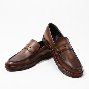 חדש בטלן Mens עור אמיתי נעלי יוקרה בגדים נעליים Bussiness מזדמן להתלבש נעליים