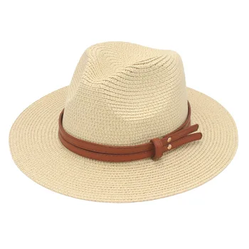 חדש טבעי פנמה רך בצורת כובע קש קיץ נשים/גברים שוליים רחבים, חוף השמש, כובע הגנת UV ציירו גודל אחד