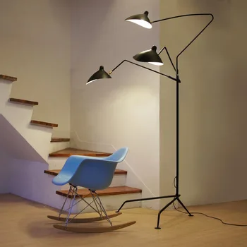 יצירתי LED מעצב חצובה מנורת רצפה להתאים עכביש הזרוע עומד אור תעשייתי לופט סלון עיצוב חדר השינה אורות קומה