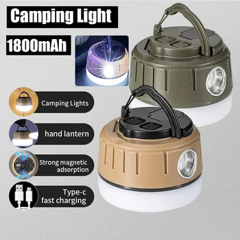 לילה חירום הנורה סוג C טעינה LED פנס קמפינג 1800mAh 5 מצבי תאורה סופר מבריק IP65 עמיד למים עבור ברביקיו וטיולים