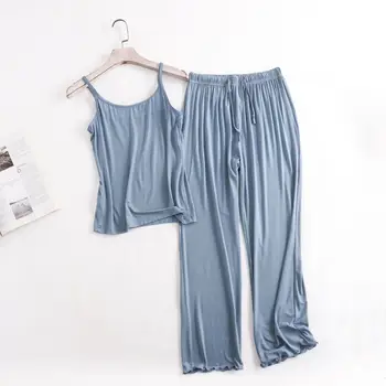 מודאלית האפוד בסגנון קלע לישון מקסימום עם מכנסי פיג ' מה להגדיר קרקעיות נשים הלבשת לילה בגדים מכנסיים רפויים הביתה ללבוש שני חלקים חליפה