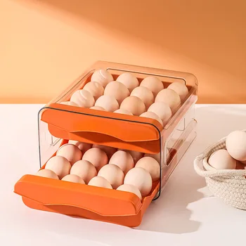מטבח כפול ביצה תיבת אחסון 32 הביתה במגירת המקרר טרי שקופה קופסא יכולים להיות מוערמים ביצה סוגריים.