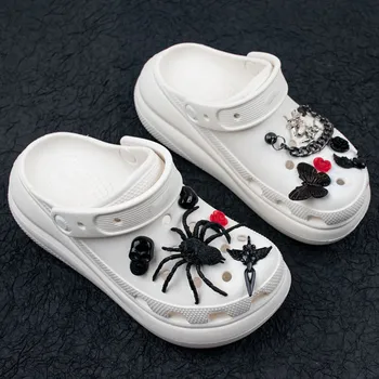 מעצב חדש התנין קסמי עכביש שחור פרפר שחור לקשור את הנעל אבזם הנעל פרח אביזרים נתיקים DIY הנעל אבזם 2023