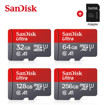 מקורי של SanDisk Micro SD 512GB 256GB 128GB 64GB A1 C10 הבזק מסוג usb כרטיס TF 32GB כרטיס זיכרון 100mb/s microsd, SD adapter