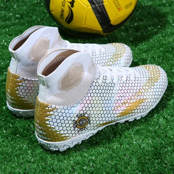 מקצועי מתאים לשני המינים נעלי כדורגל הרבה קוצים TF קרסול נעלי כדורגל חיצוני דשא סוליות נעלי הכדורגל האירופי גודל 35-46
