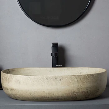 נורדי עיצוב קרמיקה הכיור בחדר האמבטיה משק הבית בשירותי כיור בטון אפור אמריקאי המדינה השיש הכיור