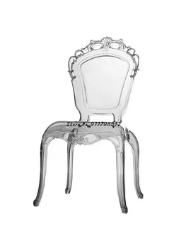נורדי שקוף הנסיכה כסא אקרילי משענת קריסטל האוכל כיסא איפור המעצב כיסא רטרו מלון ארמון בסגנון צואה