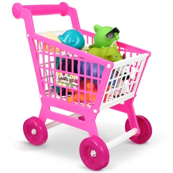 סימולציה קניות עגלת תינוק לדחוף ילדים, עגלות פלסטיק מיני מכולת צעצועים Abs פעוטות תינוק