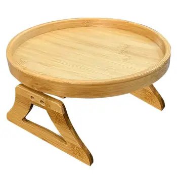 ספה מגש שולחן ספה משענת יד קליפ על מגש במבוק טבעי ספה מגש מעשי טלוויזיה מגש חטיפים לשליטה מרחוק קפה חטיפים