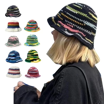 עבודת יד דלי כובע המושך את העין קשת מעוטרת Y2K Cloches סגנון עבור נשים מסיבה צבעונית הכובע על הגברת