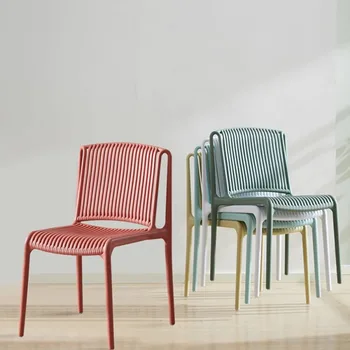 עור פלסטיק כסאות מטבח, מרפסת מודרני מינימליסטי איפור Stackable האוכל הכיסא תפאורה ייחודית Comedor נורדי רהיטים
