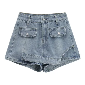 עיצוב חדש לא סדיר ג ' ינס חצאית לנשים הקיץ הקוריאני גבוהה המותניים רזה Bodycon חצאית קצרה