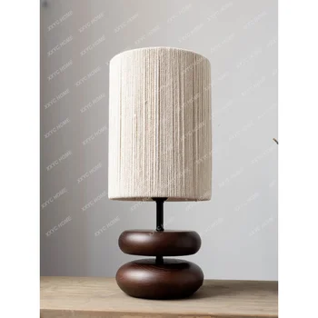 עץ מלא מנורת שולחן רטרו זן חדש הסינית השינה ליד המיטה בסלון אווירה מנורת שולחן נייד מנורה קישוט