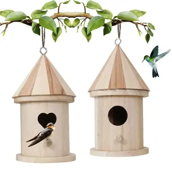 קן לציפור יצירתי Wallmounted תלוי ציפור קן קישוט הבית גינון קישוט חיצוני ציפורים תיבת עץ