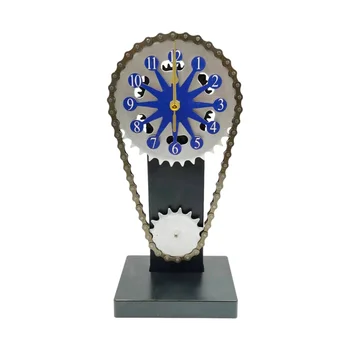רטרו שעון מלאכה קישוטים סיבוב שרשרת הציוד שעון דקורטיבי לשולחן שעון מכני הרוח הידיים שעון שולחני כחול