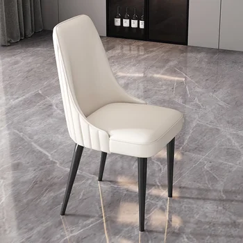 שחור, רגלי מתכת כסאות אוכל מודרניים יוקרה לבן מסמר השולחן כיסא מעור המשרד שולחן איפור Silla Comedor נורדי רהיטים