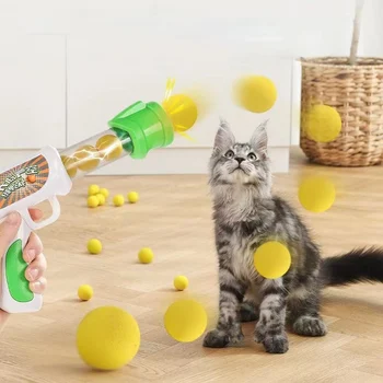 שיגור ההכשרה חתול צעצועים אינטראקטיביים היורה באקדח טיזר קטיפה הכדור מחמד יצירתי משחקים למתוח מיני פונפונים חתלתולים אספקה גאטו