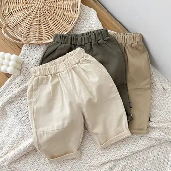 תוספות קוריאנית 2023 אביב סתיו התינוק בנים מכנסיים כותנה פשוטה תכליתי תינוק בנים מכנסיים רופפים Cusual פעוטות בנים מכנסיים